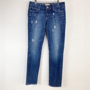 Paige Skyline Ankle Peg Denim Skinny Distressed Hem Jeans Women Size 27
